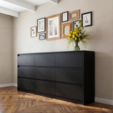 63 inches Modern Minimalist White/Black Wide Buffet Cabinet Triple Dresser Storage Sideboard with 9 Drawers