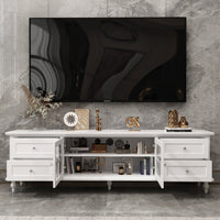 70.9" Modern Minimalist White TV Stand with Cabinets And Drawers