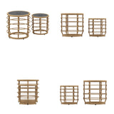 17.7 inch Boho Wood Solar Nesting Tables with Built-in Lights