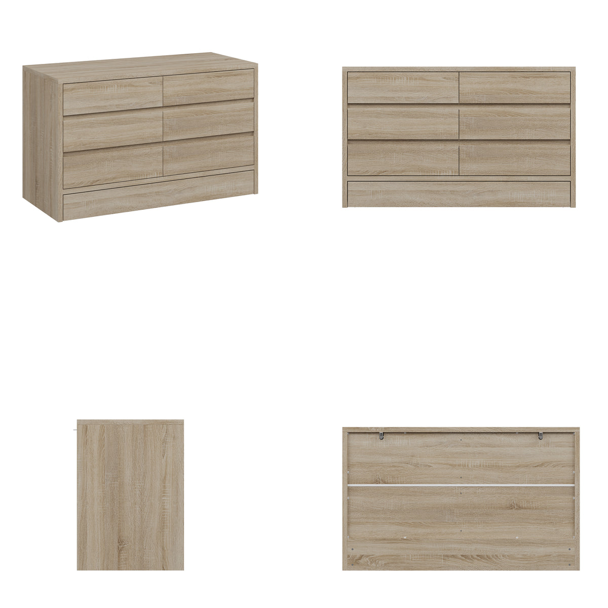 55.1" 7-Drawer Wood Chest Dresser with Hidden Compartments and Large Kick Drawer