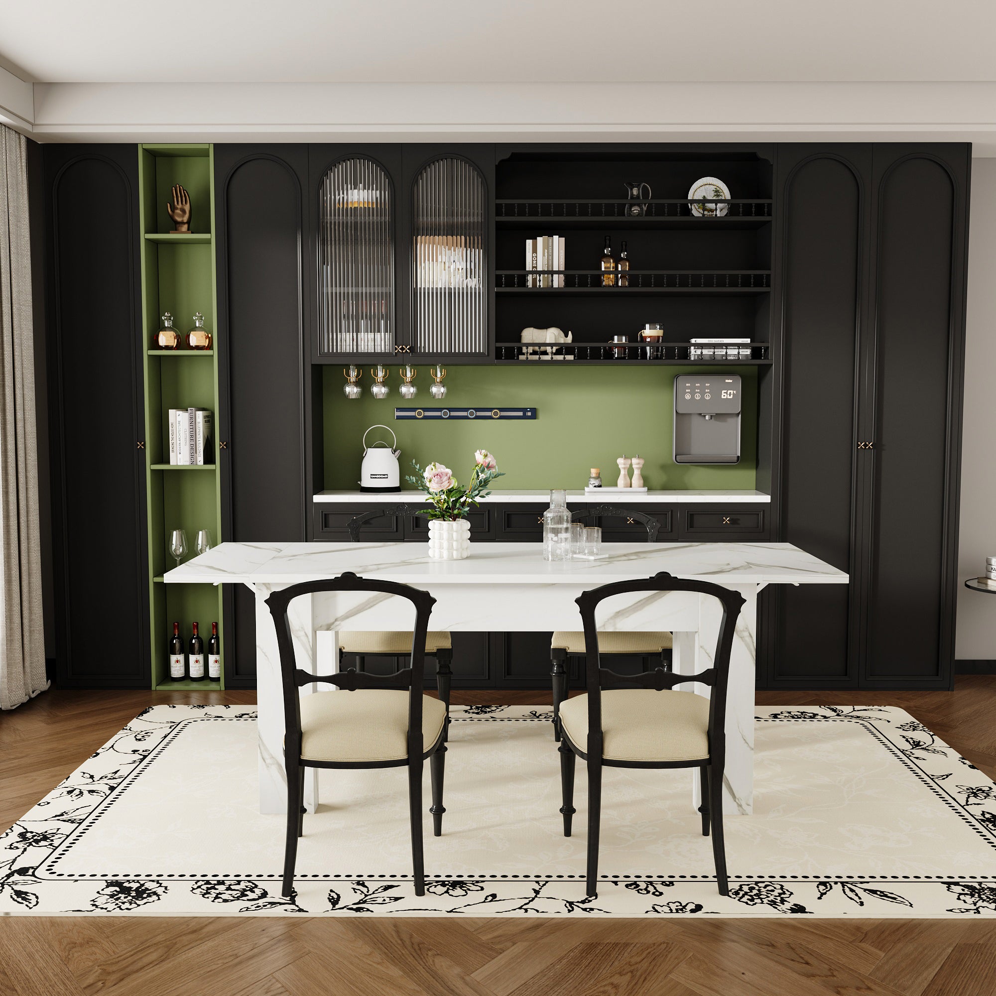 94.5"W Dining Table With Leaf