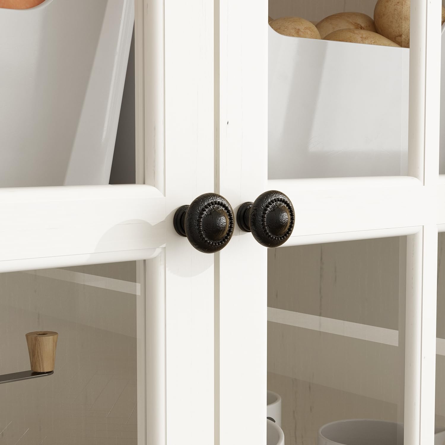 47.2"W Sideboard With 4 Glass Door Large Capacity Cabinet Home Storage