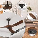 60 inches Modern Simple Brown Ceiling Fan With Wooden Streamline Design