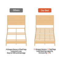 63.8" Simplistic Gray Platform Bed with Solid Wood Legs