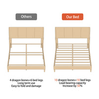 62.6" Modern Beige Platform Bed with Upholstered Headboard