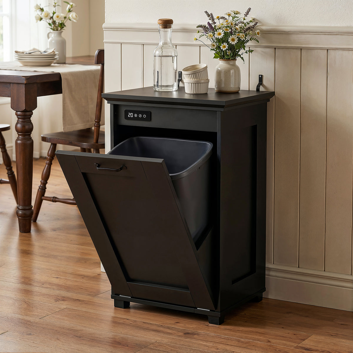 Modern Deodorizing Trash Can in Black  