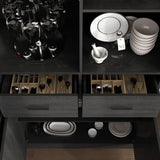 78.7 inches Modern Dark Gray Kitchen Pantry With 4 Drawers, Adjustable Shelves