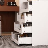 47.2" Modern White Closet Island with Strong Storage and Glass Top