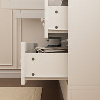 63" Elegant White Armoire Wardrobe with Mirror, 4 Doors, and 6 Drawers