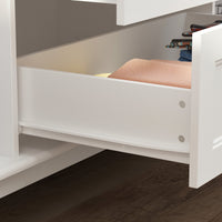 63" Modern Minimalist White Wardrobe Armoire with Storage Shelves and Drawers for Bedroom