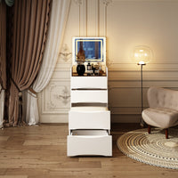 18.7" Modern White Makeup Vanity Desk with Lights and Flip Mirror