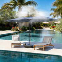 118" Double-Sided Patio Umbrella with Misting System  and Base