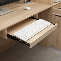 87.2" Modern Minimalist Natural Reception Desk With Drawer And Keyboard Tray