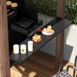 103.4 inch Natural Cedar Grill Gazebo with Hardtop Roof and Side Tables