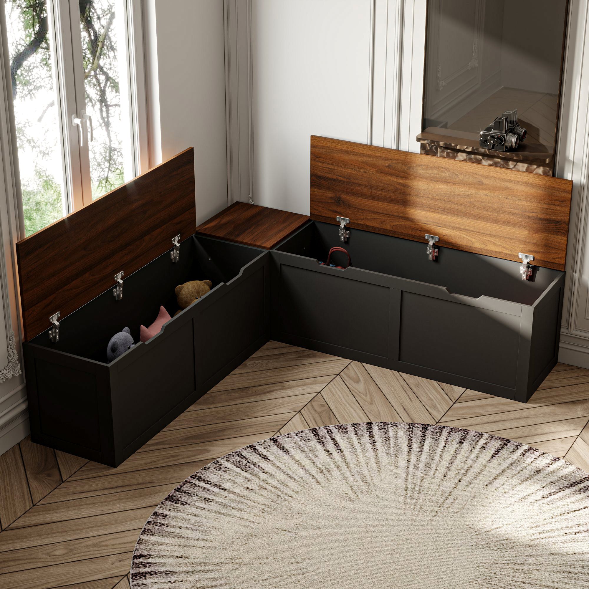 Corner Shoe Storage Bench