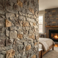 Gray Mixed Tone River Rock Faux Stone Wall Panel Set of 10, Lightweight Indoor & Outdoor Decor Wall Panels