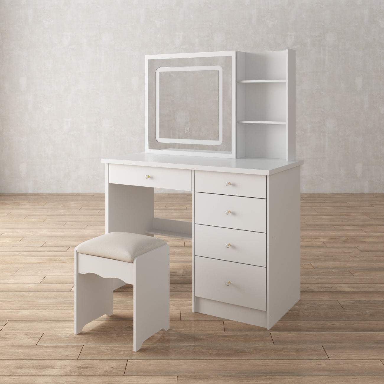 39.4'' Wide Makeup Vanity Set with Stool and Mirror