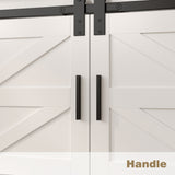 94.5 inches Modern White Extra Long Barn Door TV Stand with 4 Drawers, Sliding Doors and Adjustable Shelves