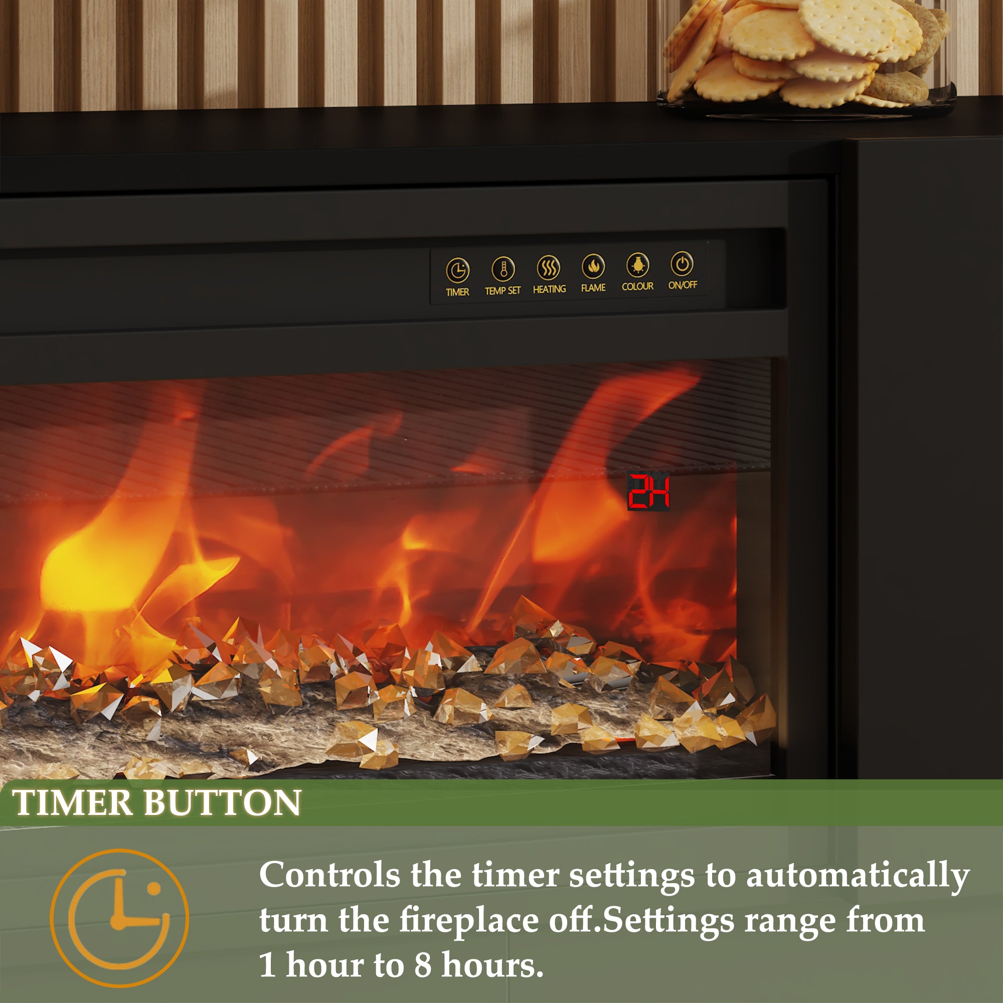 109'' W 2-Drawer TV Stand Media Console With Electric Fireplace Heater