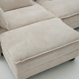 112 inch L-Shaped Modular Sectional Sofa with Ottoman and Pillows