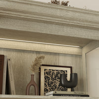 37" Modern 4-Tier Display Bookcase with Glass Doors and Lights