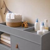 44.9" Modern Minimalist White/Wood 4-Drawer Nursery Changing Table Dresser