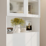31.5 inches Modern White Entryway Storage Bench with Cabinet and Upholstered Seat