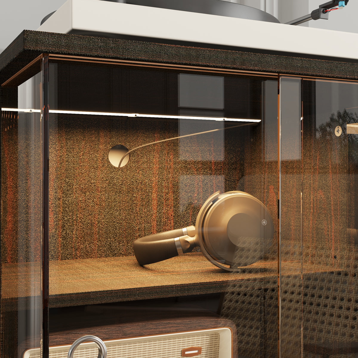 Brown Tempered Glass Nightstand 