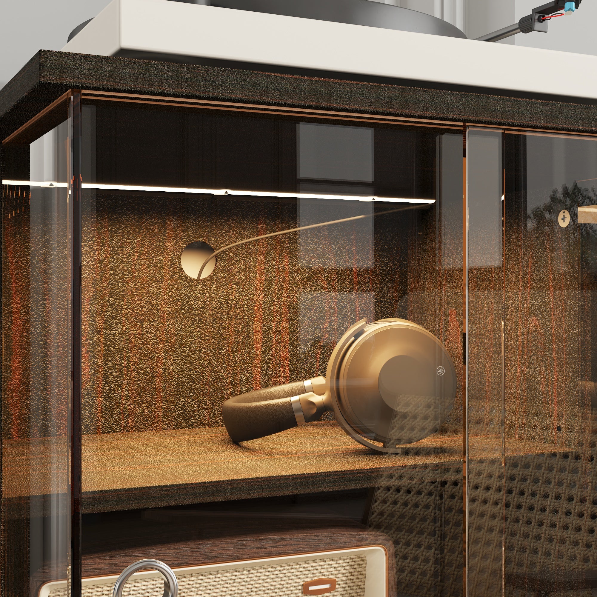 Brown Tempered Glass Nightstand 