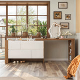 39.4 inch L-Shaped Modern Vanity Set with 4-Drawer Chest