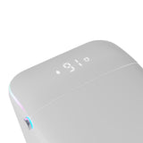 White smart toilet in a modern bathroom with side control knob and ambient light