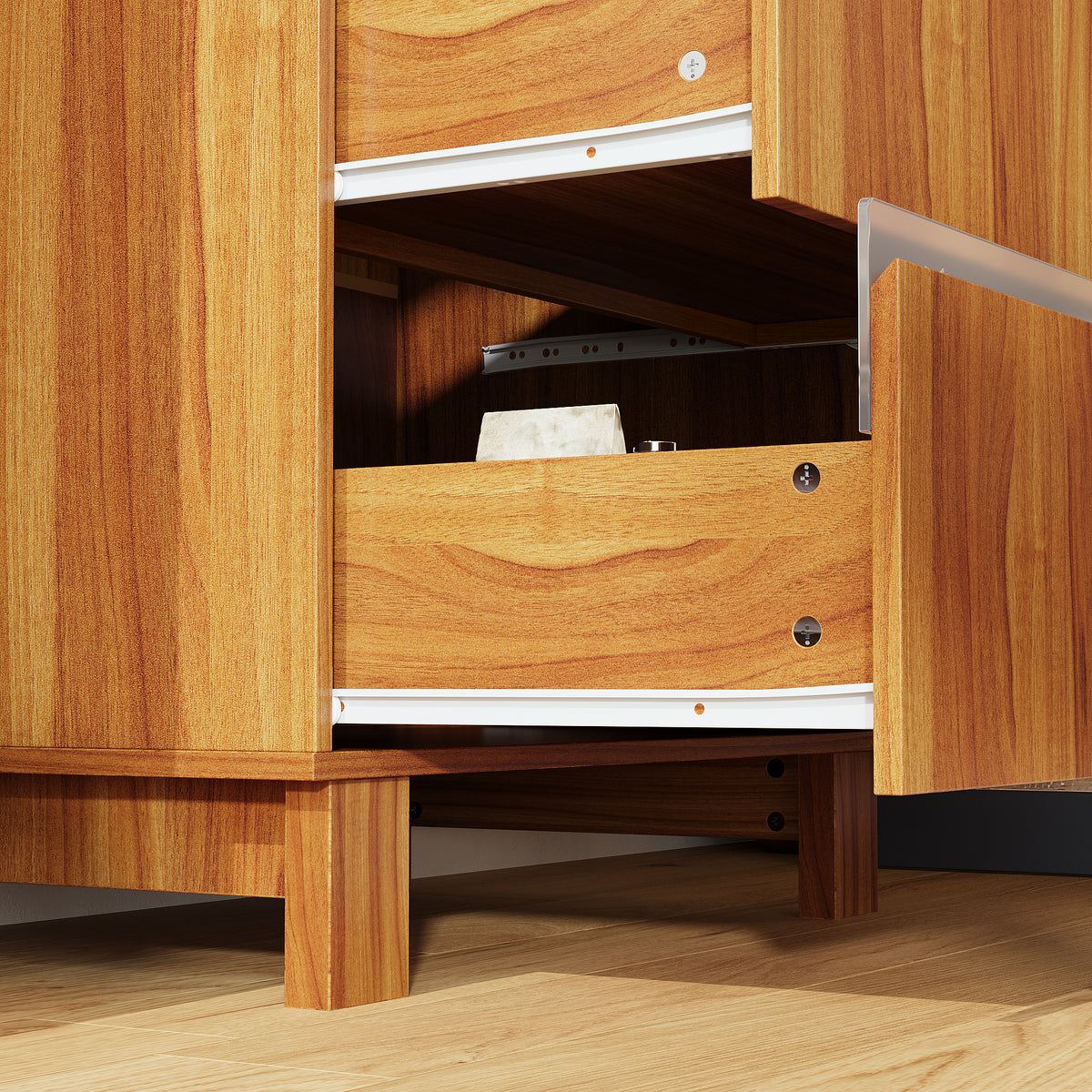 23.6" Playful Brown Monster-Themed Storage Cabinet with 4 Drawers