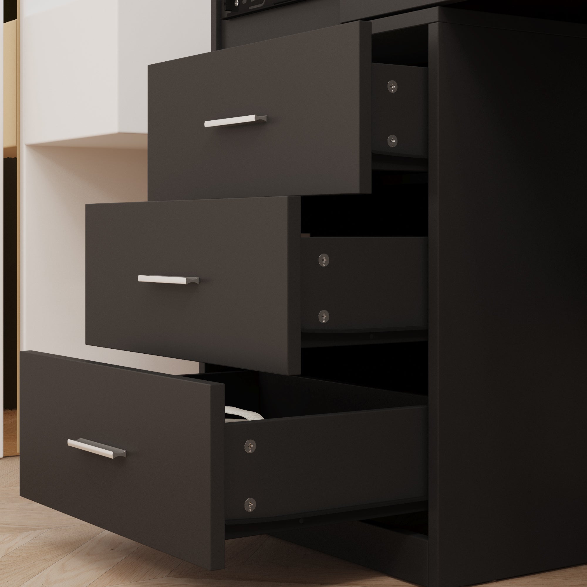 63'' H 3 Drawer Armoire Wardrobe With Adjustable LED Dressing Mirror