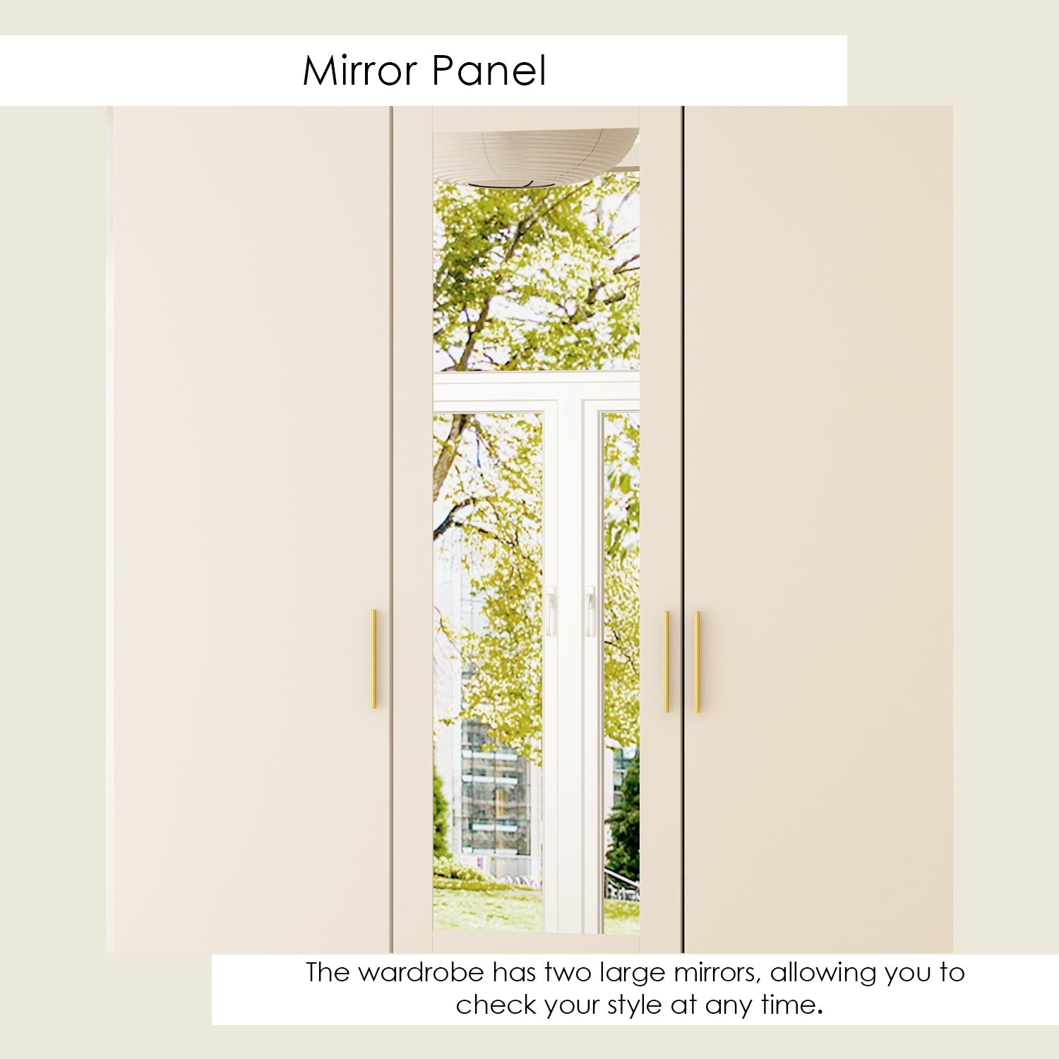 Wardrobe Multifunctional Large Storage Cabinet Armoire with Mirror