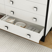 47.2" Modern White 8-Drawer Storage Cabinet with Square Handles