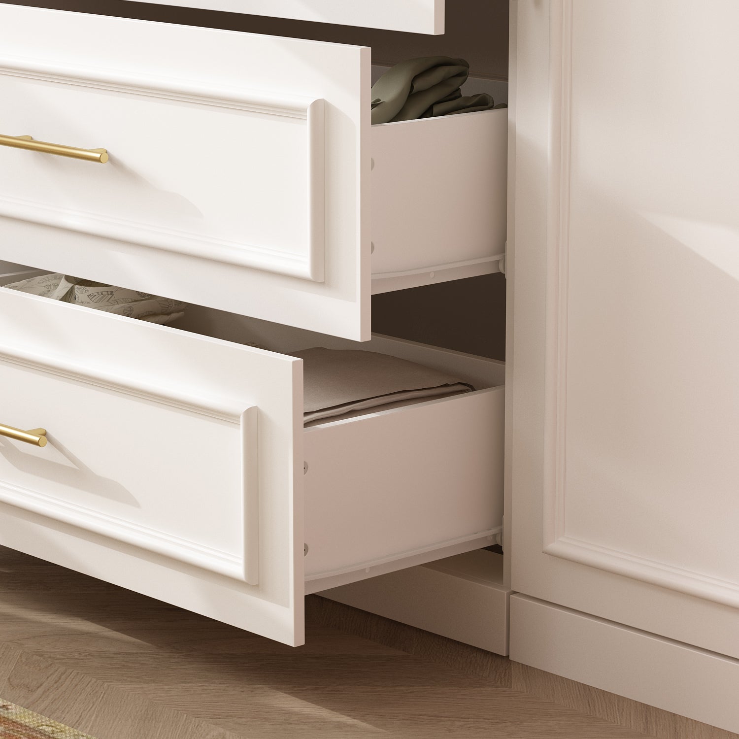 74.9"H Bedroom Armoire with Glass Doors, 3 Drawers & Hanging Rod for Organized Clothing Storage