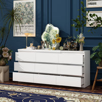102.4" Modern White Convertible Vanity Table Makeup Vanity With 9 Drawers
