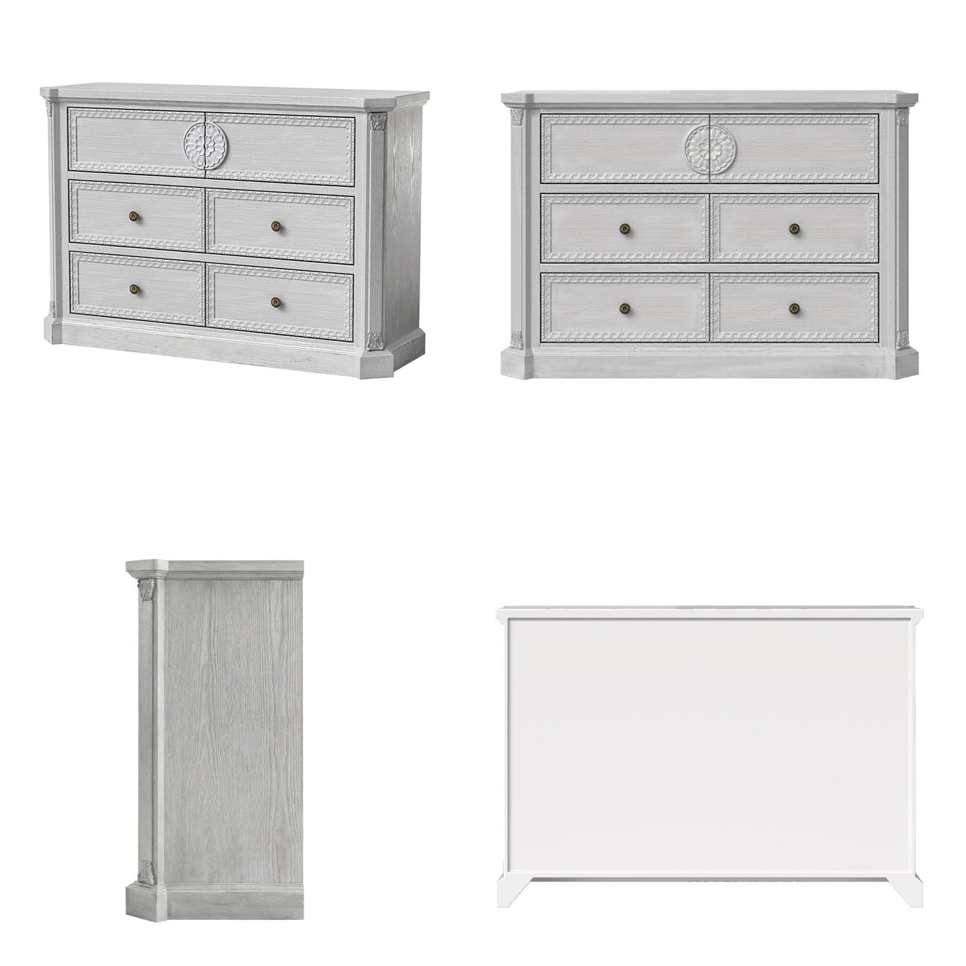 47.2" Solid Wood Chest of Drawers with Decorative Carving