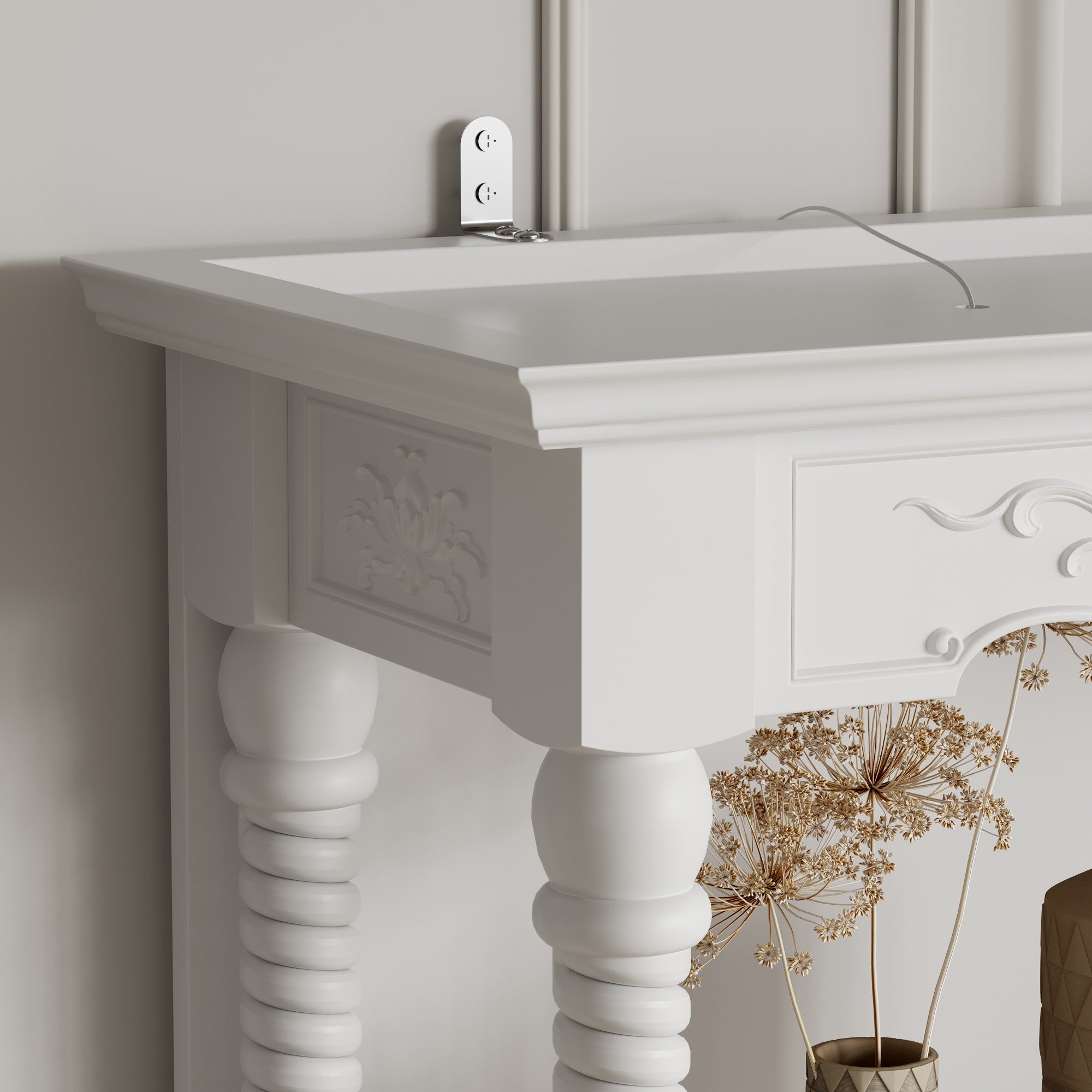 Elegant White Storage Cabinet With Adjustable Lighting