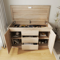 55" Modern Black Sideboard with Hidden Gun Safe & RFID NFC Lock