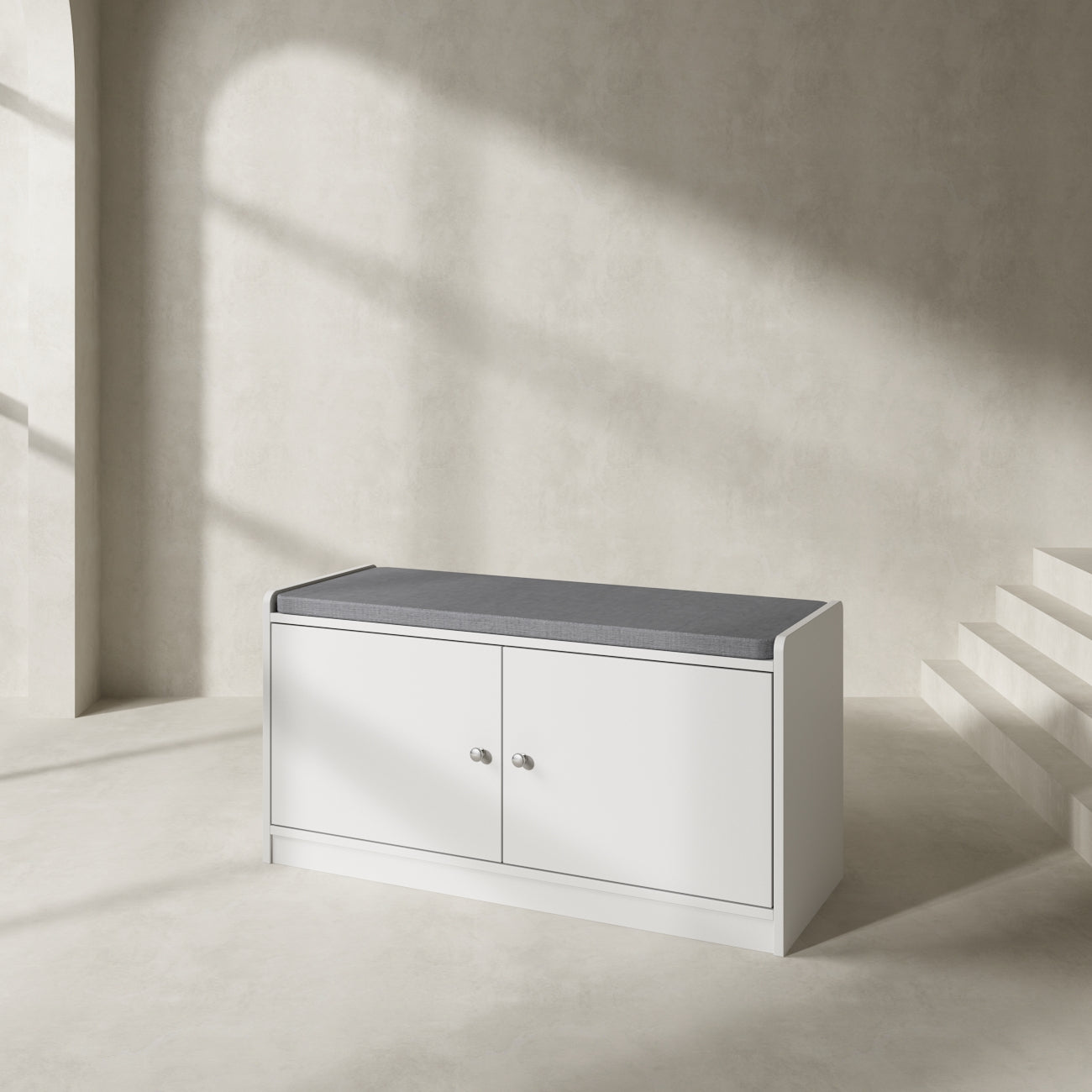 Shoe Storage Bench Shoe Rack Storage Shelf with Cushion 2-Door for Entryway