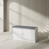 Shoe Storage Bench Shoe Rack Storage Shelf with Cushion 2-Door for Entryway