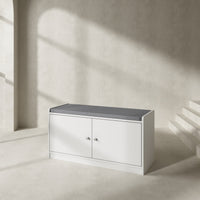 Shoe Storage Bench Shoe Rack Storage Shelf with Cushion 2-Door for Entryway