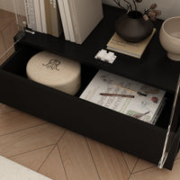 27.6" Modern Black Transparent Display Bookcase With Glass Swing Doors And Lock