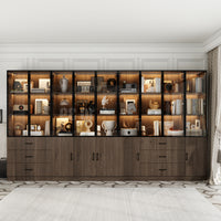 Geyma 141.7" Extra Wide Display Cabinet with 6 Drawers and LED Lights