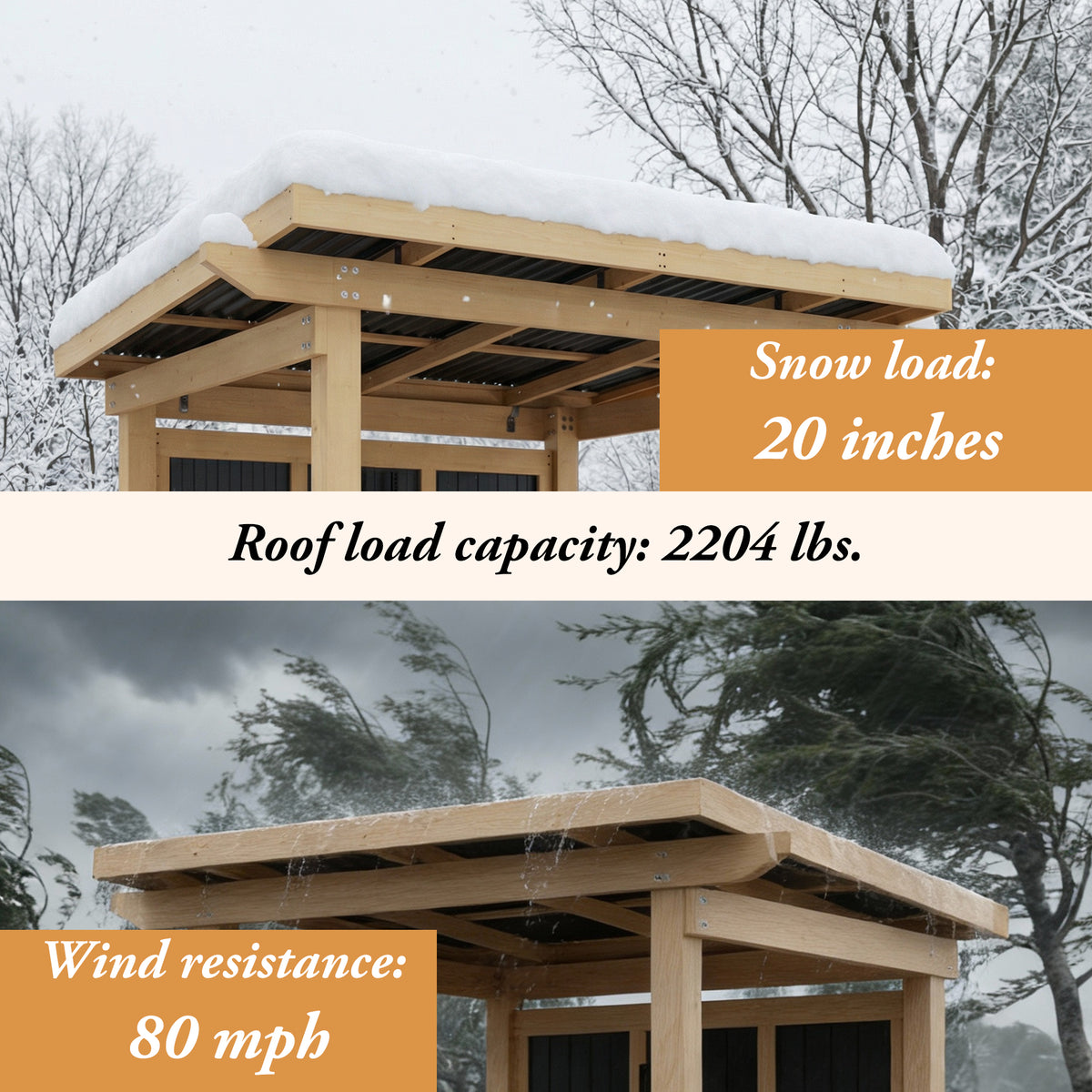 84.6" Cedar Wood Patio Bar Pergola with Double Bar, TV Mount and Footrest