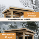 84.6" Cedar Wood Patio Bar Pergola with Double Bar, TV Mount and Footrest