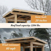 84.6" Cedar Wood Patio Bar Pergola with Double Bar, TV Mount and Footrest