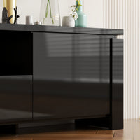 70" Modern Black TV Stand with LED Lights & Storage