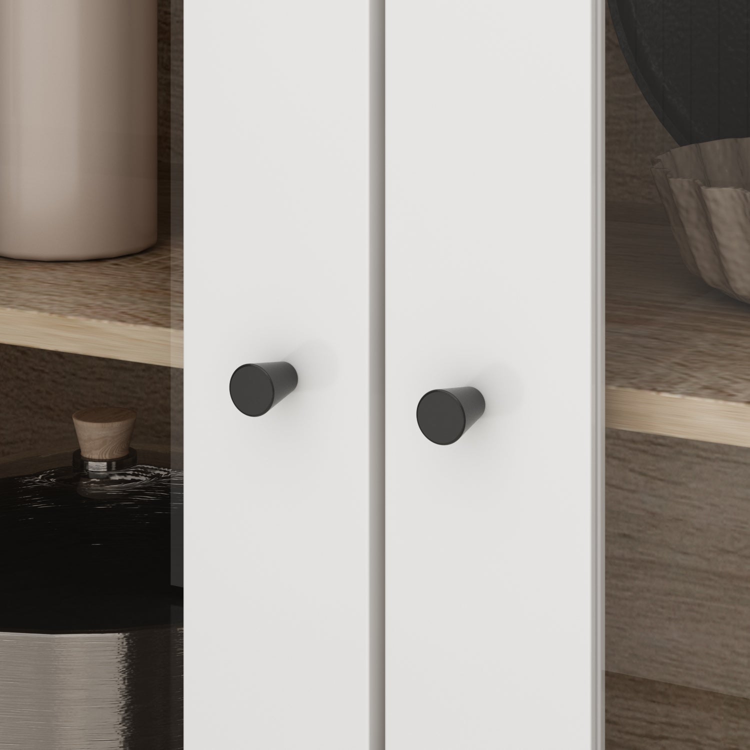 Storage Sideboard Cabinet Cupboard with Drawers and Glass Doors for Kitchen Organization